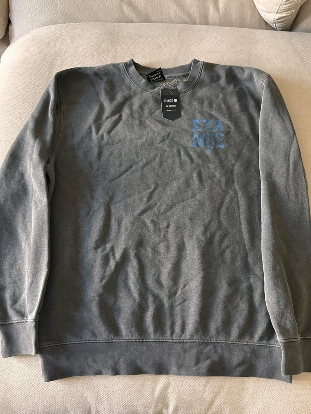 Stance Men’s Slate Gray Crewneck with Blue Logo